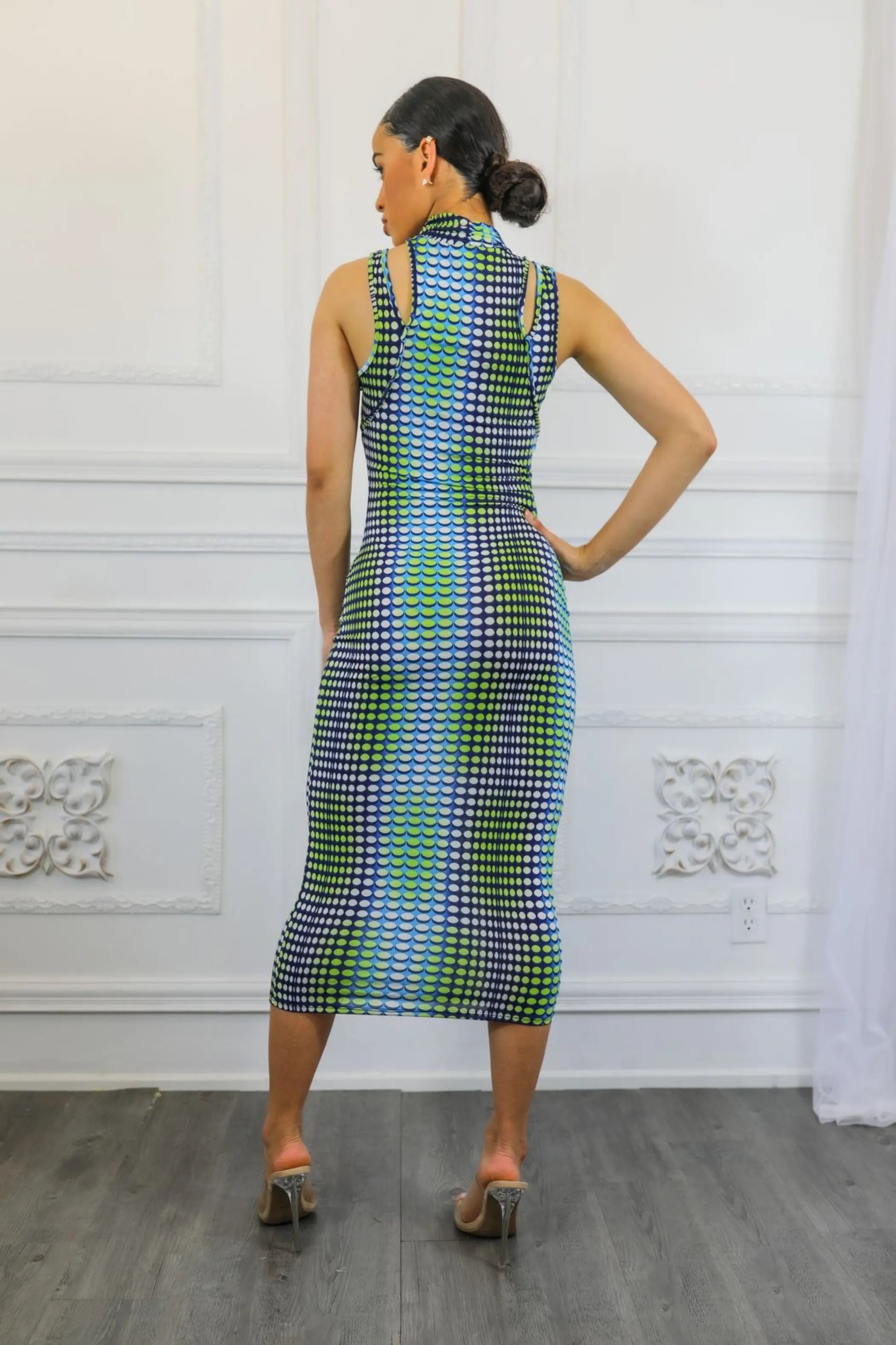 Multi Dimension Scale Print Midi Dress SurelyMine