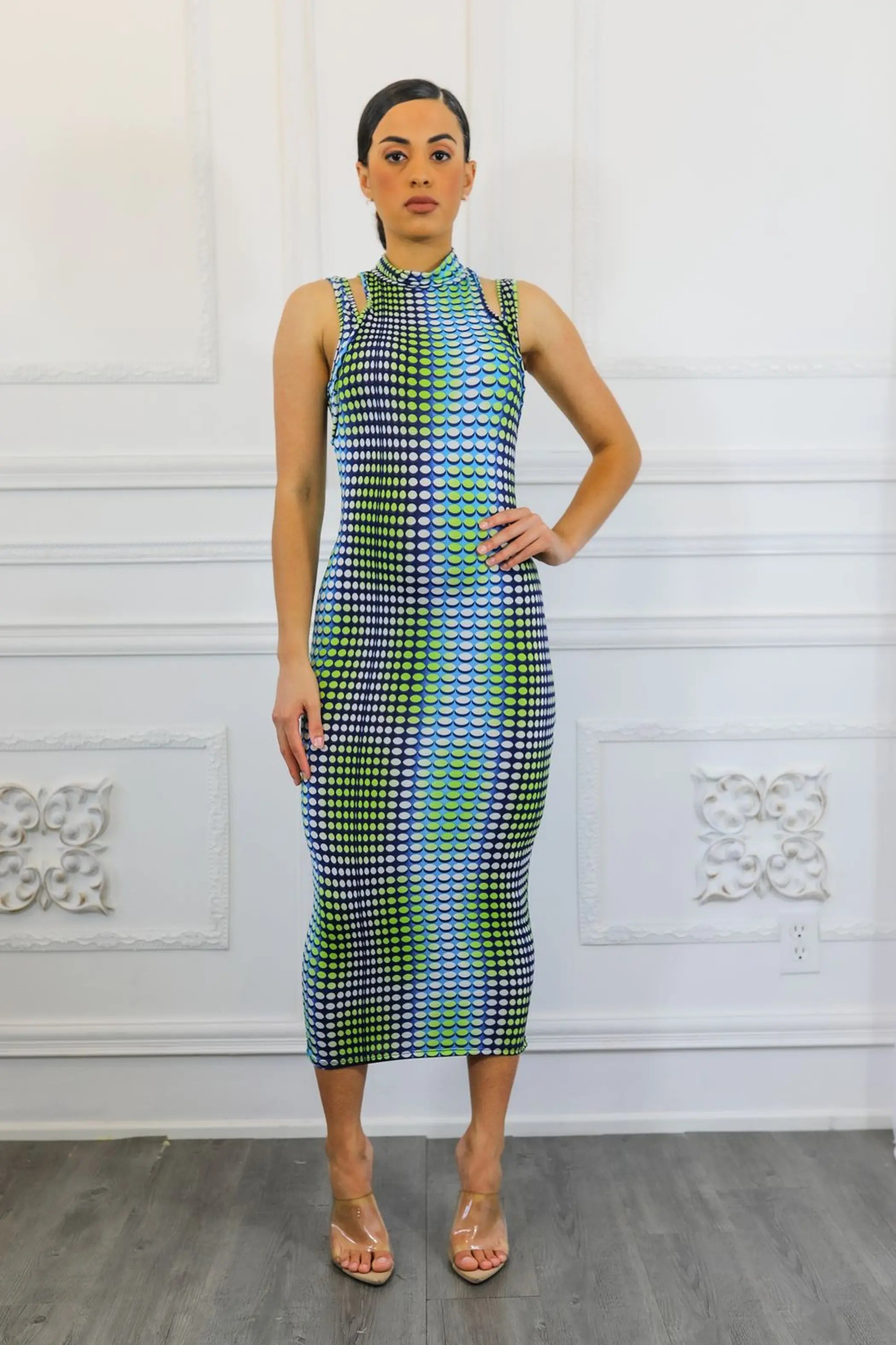 Multi Dimension Scale Print Midi Dress SurelyMine