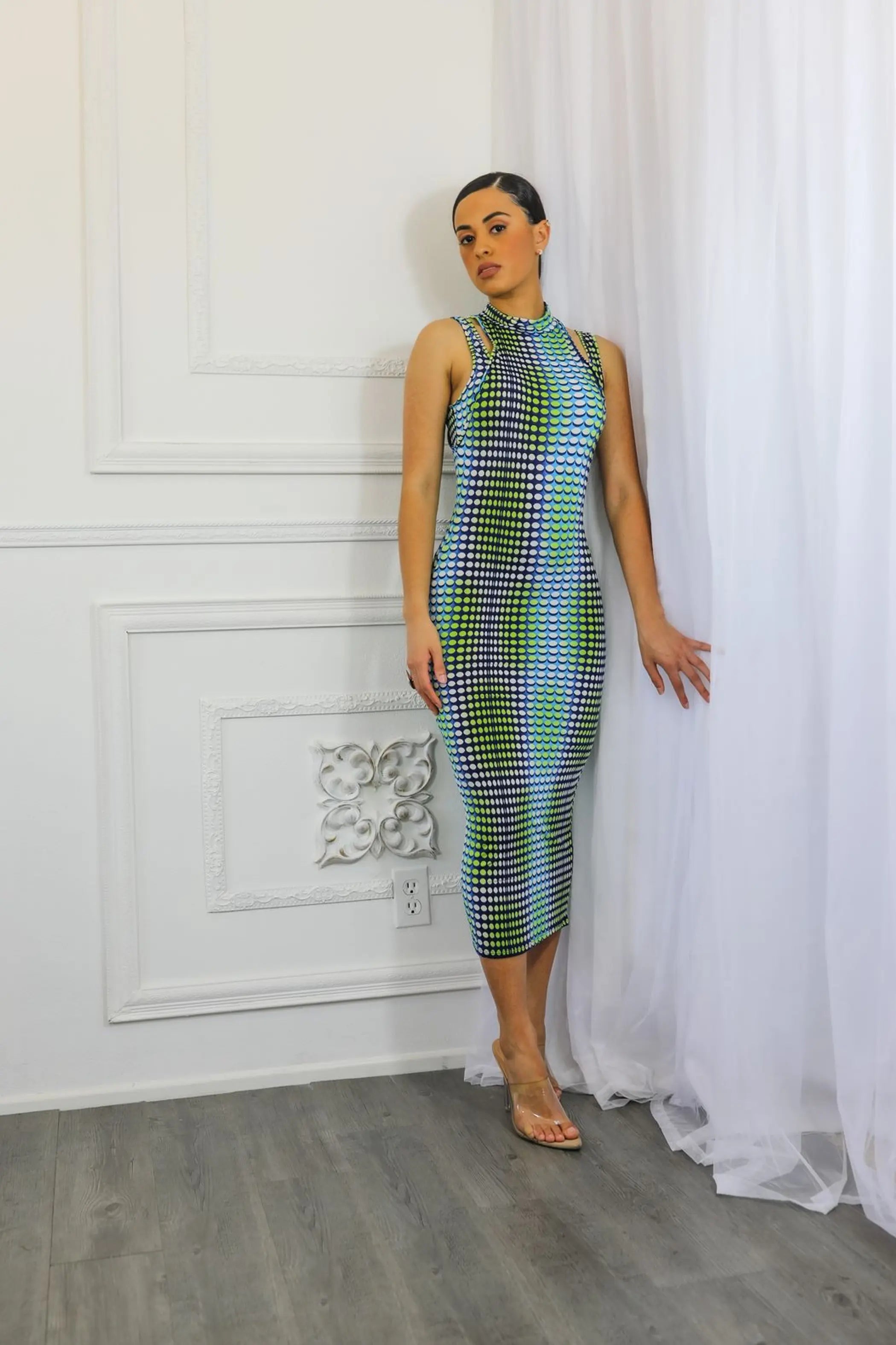 Multi Dimension Scale Print Midi Dress SurelyMine