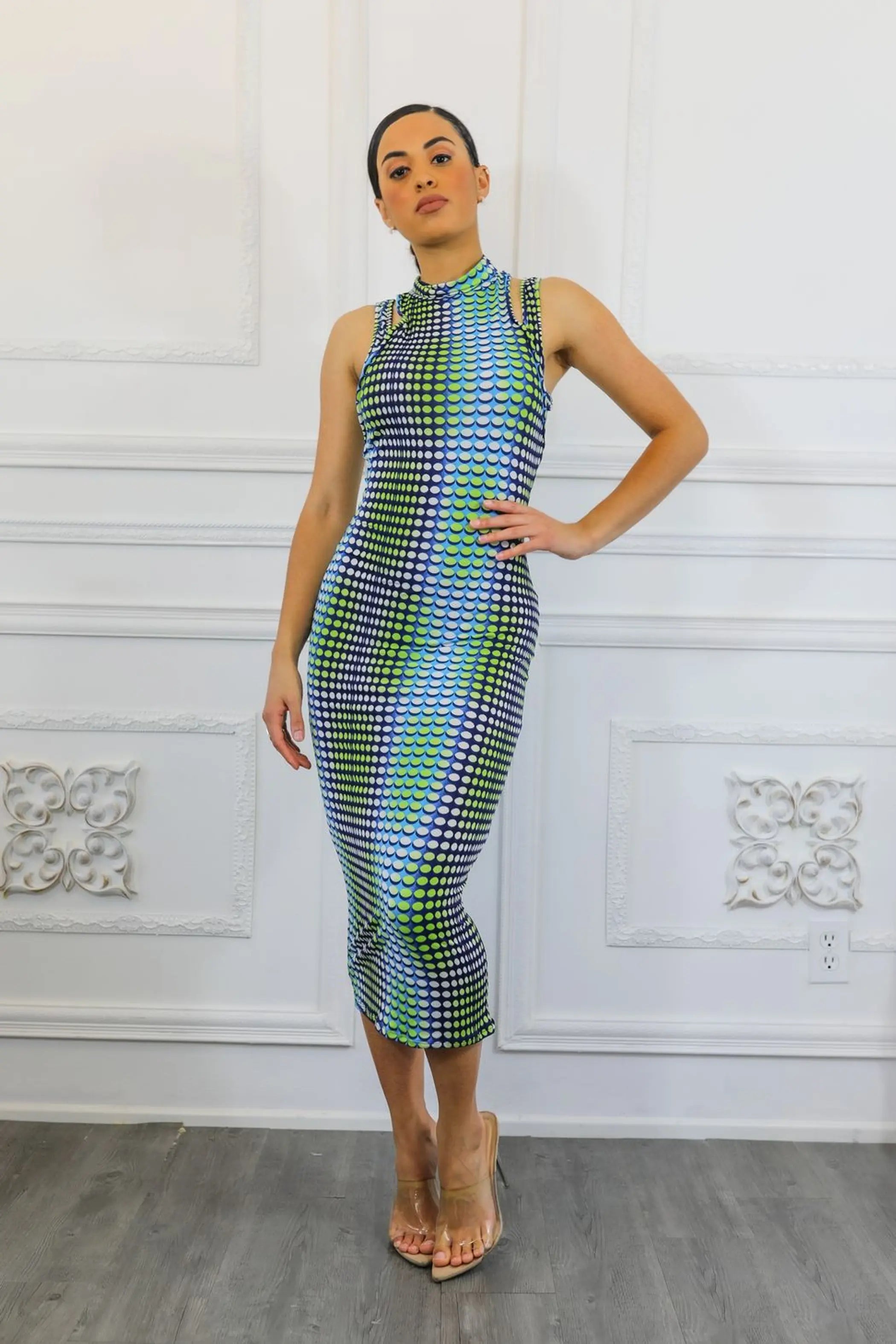 Multi Dimension Scale Print Midi Dress SurelyMine