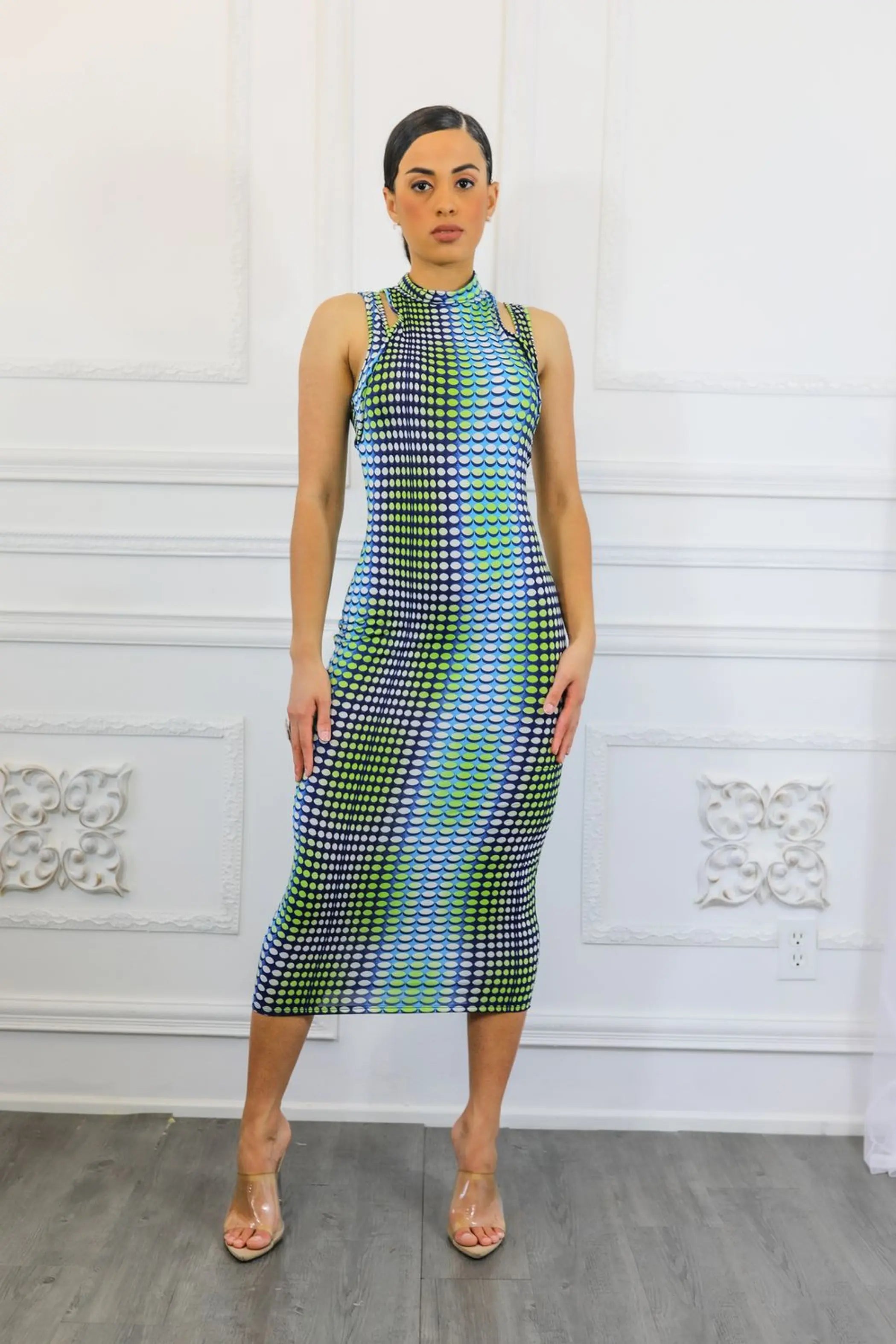 Multi Dimension Scale Print Midi Dress SurelyMine
