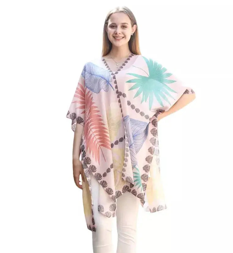 Multi Tropical Leaves Kimono JC Sunny Fashion