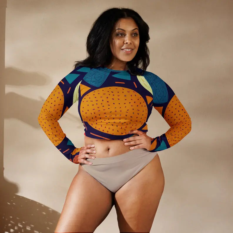 Multicolored Women's Long Sleeve Crop Top Adirelounge