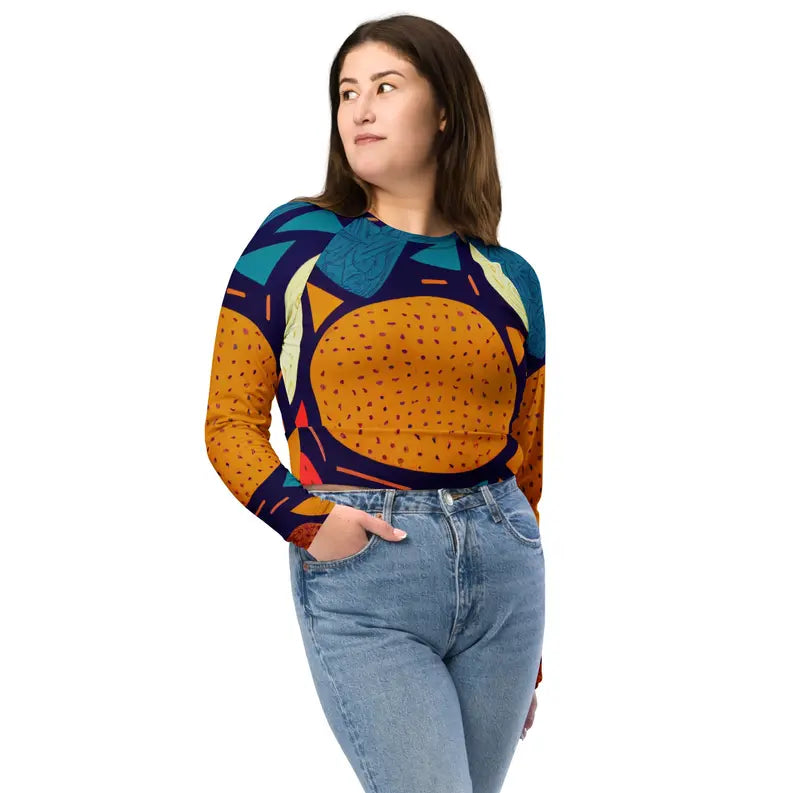 Multicolored Women's Long Sleeve Crop Top Adirelounge