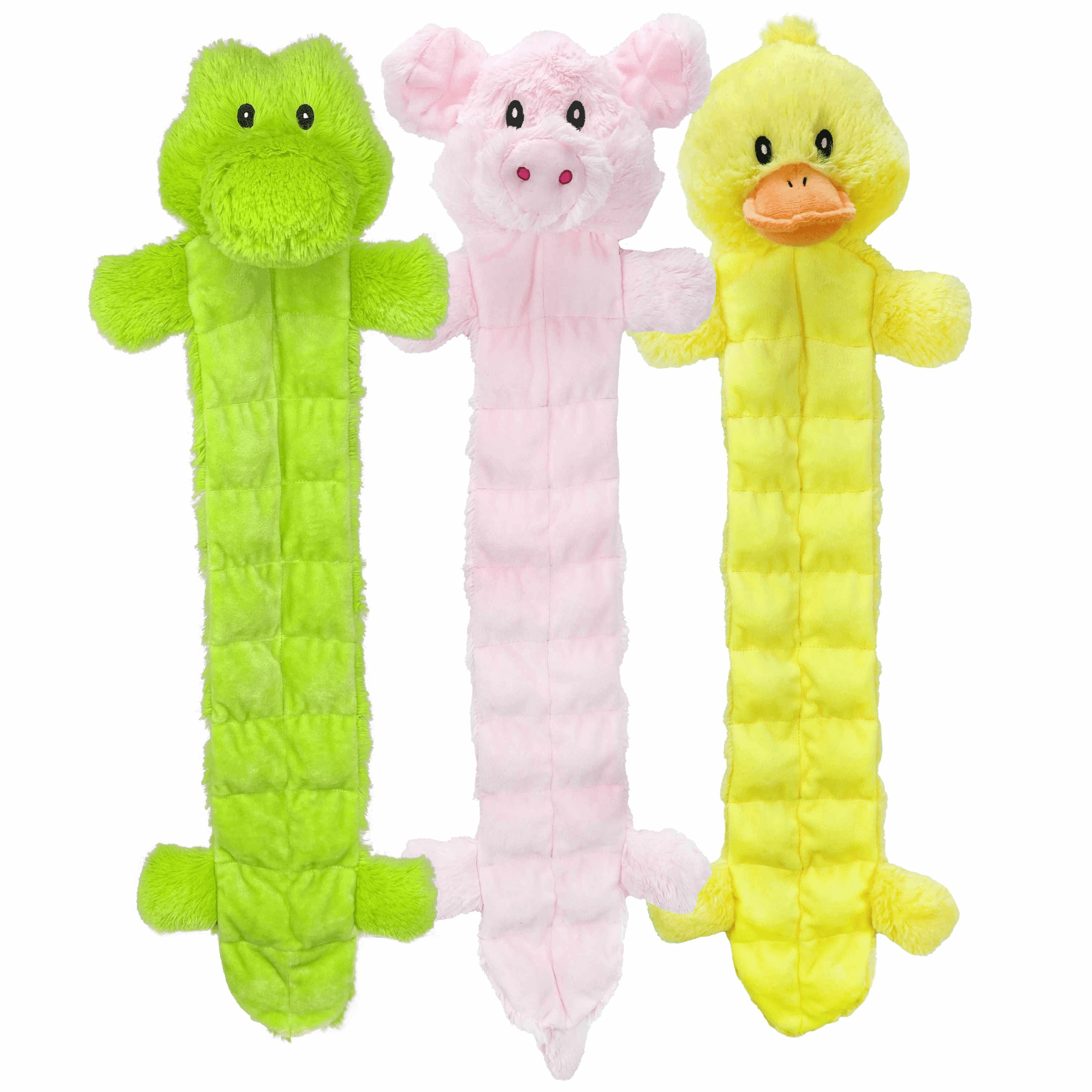 Multipet Long Squeaker Mat Plush Dog Toy  Assorted Animals 24" Multipet