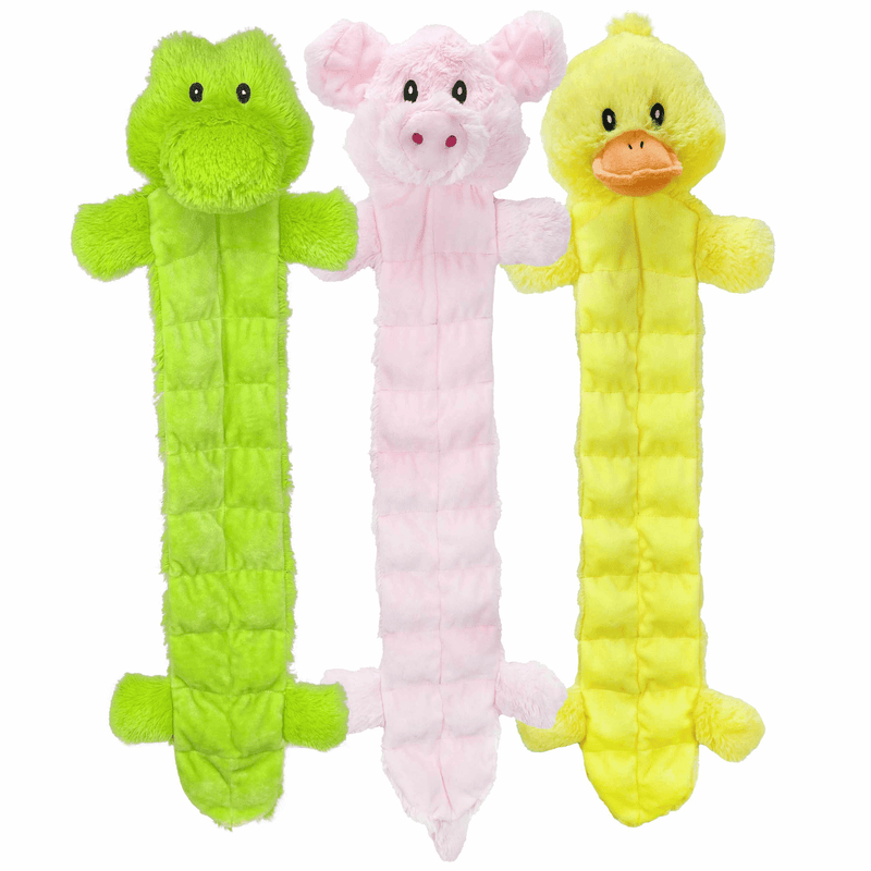 Multipet Long Squeaker Mat Plush Dog Toy  Assorted Animals 24" Multipet