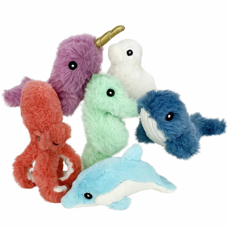 Multipet Minipet Deep Sea Cuddlerz Plush Dog Toy Assorted Animals 5"-7.5" Multipet