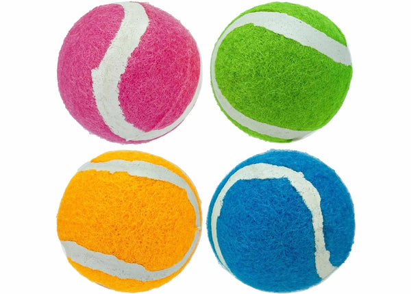 Multipet Minipet Squeaky Tennis Balls Dog Toy Assorted Colors 4pk 2.5" Multipet