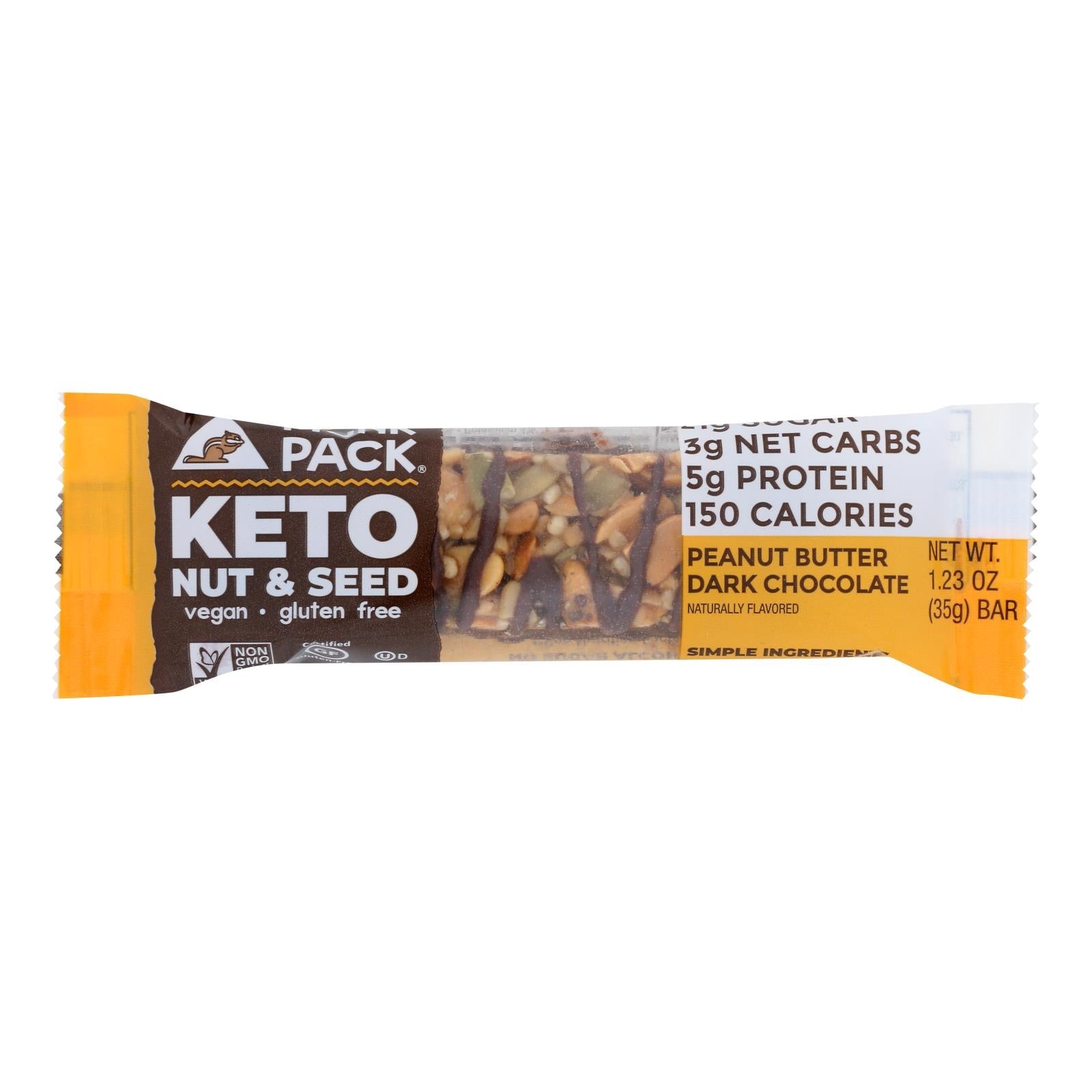 Munk Pack - Keto Nt&sd Peanut Butter Dark Chocolate - Case Of 12 - 1.23 Oz Munk Pack