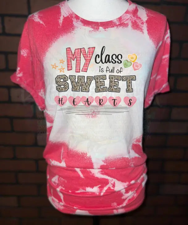 My Class is Full of Sweat Hearts Bleached Graphic Tee The Blended Owl