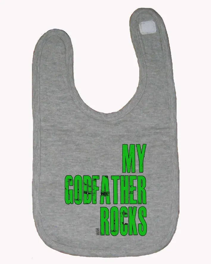 My Godfather Rocks Cute Baby and Toddler Bib  One Size Bad Baby Inc