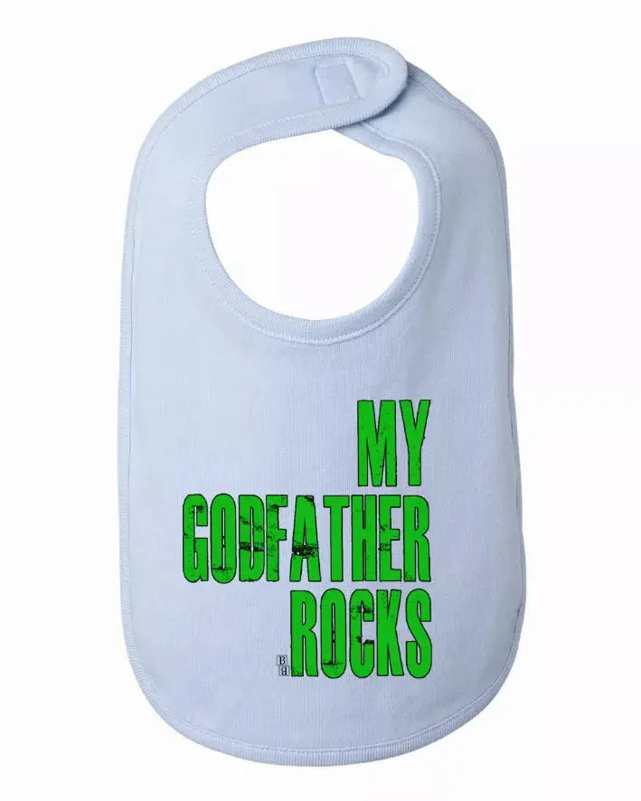 My Godfather Rocks Cute Baby and Toddler Bib  One Size Bad Baby Inc