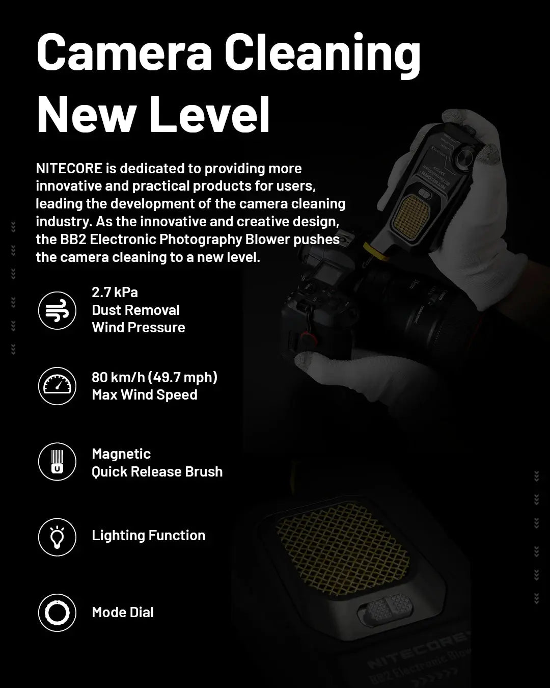 NITECORE BB2 Electronic BlowerBaby Photography Blower Multi Function Purpose Lightweight Air Blower for DSLR Camera Lens GreatEagleInc