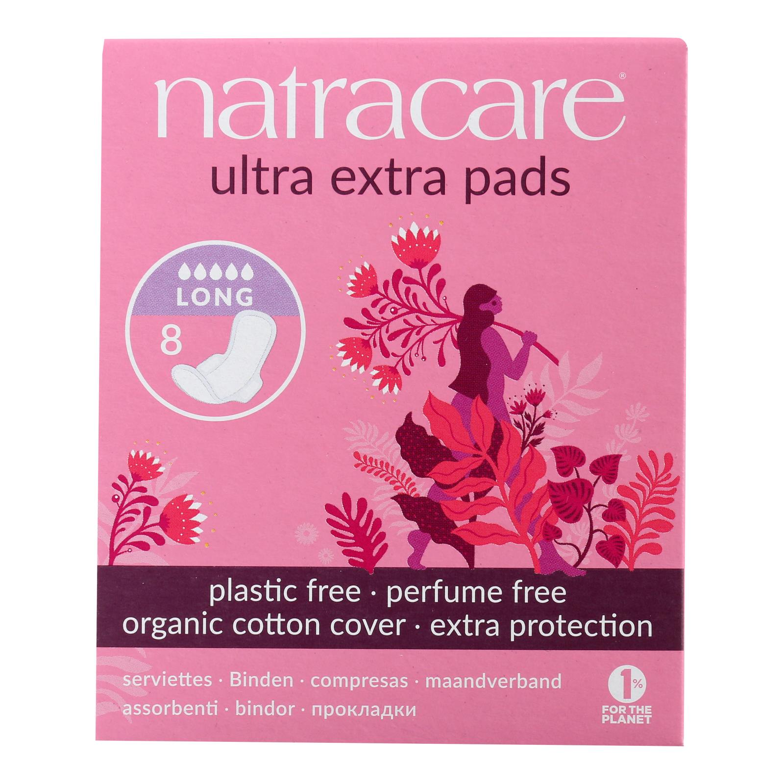 Natracare  Ultra Extra Pads W/wings - Long - 8 Count Natracare