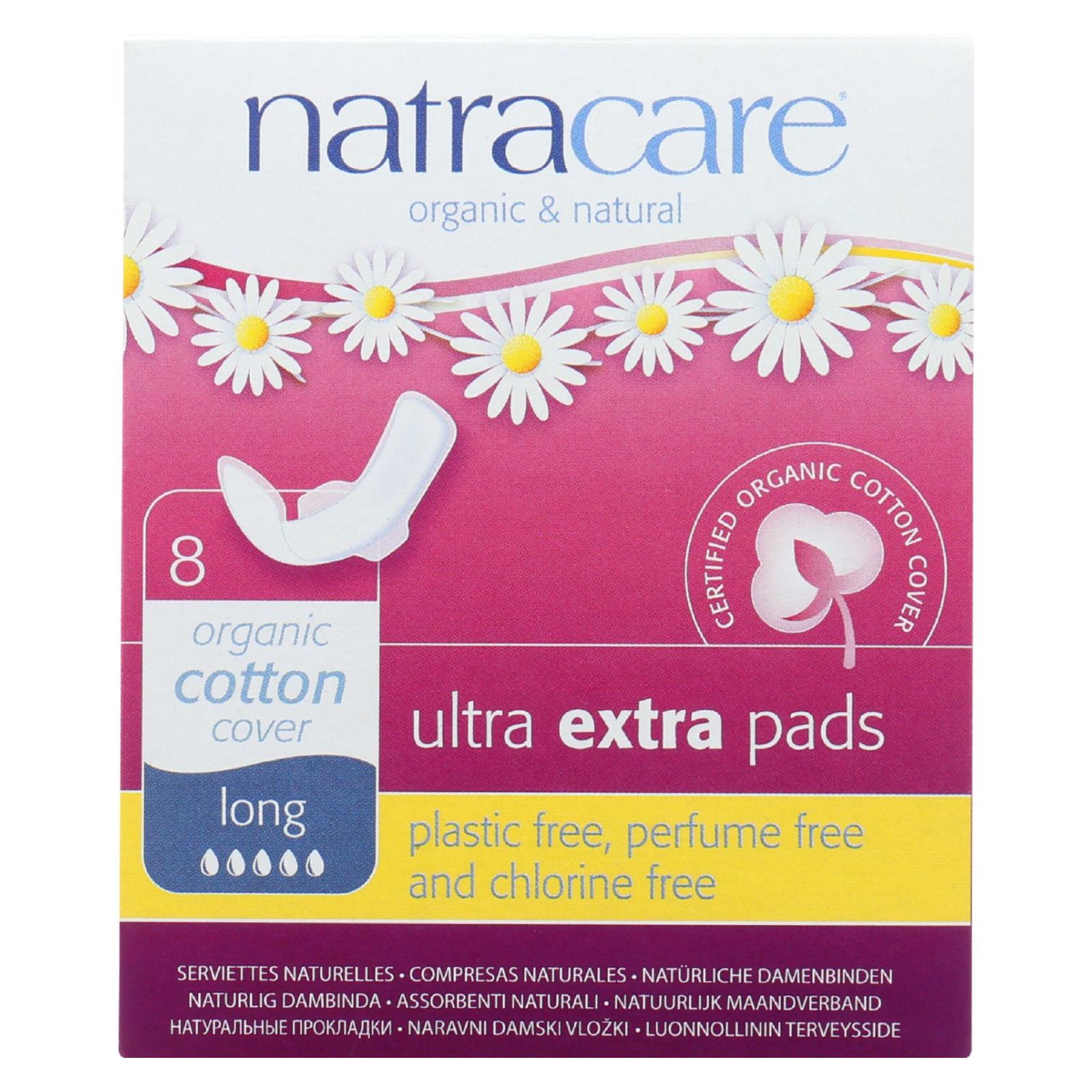 Natracare  Ultra Extra Pads W/wings - Long - 8 Count Natracare