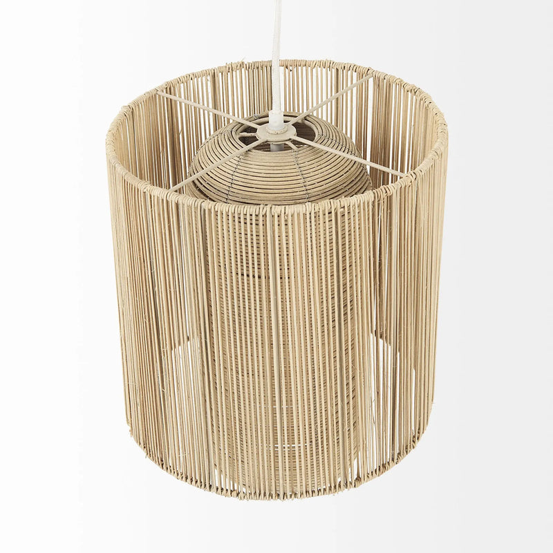 Natural Cane Cylindrical Hanging Pendant Light Homeroots Lighting