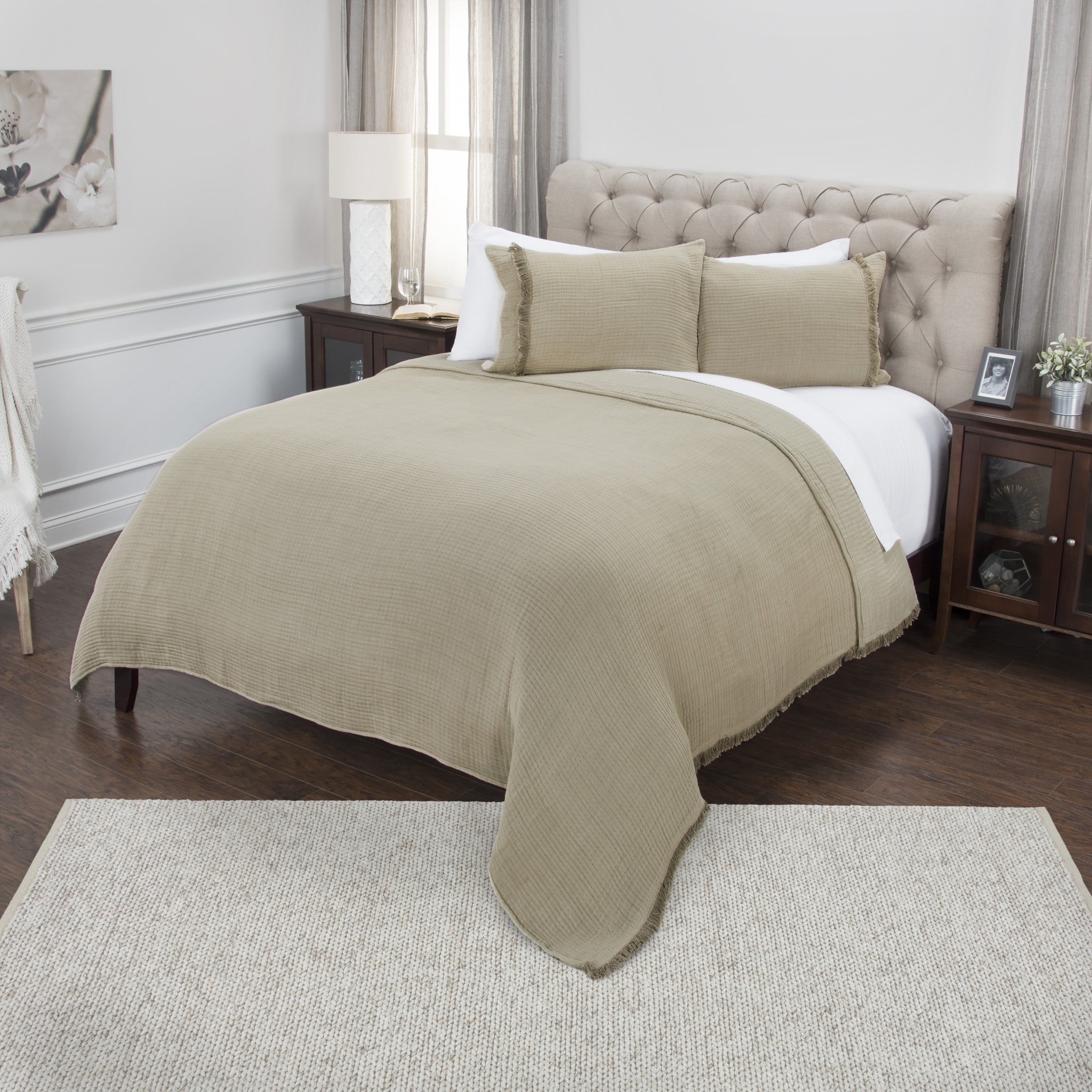 Natural Checkered King Quilt - GreatEagleInc