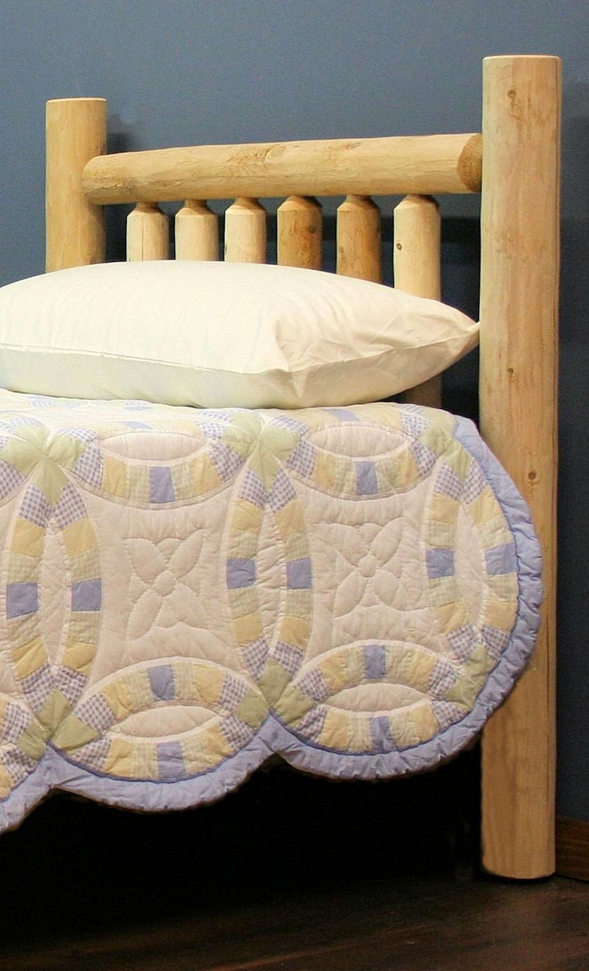 Natural Clear Finish Cedar Log Twin Headboard - GreatEagleInc