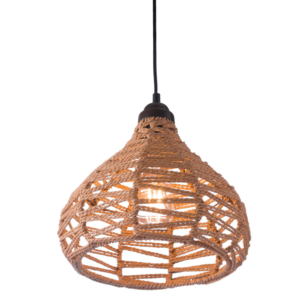 Natural Lantern Metal Dimmable Ceiling Light With Natural Shades - GreatEagleInc