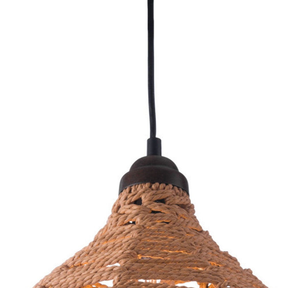 Natural Lantern Metal Dimmable Ceiling Light With Natural Shades - GreatEagleInc