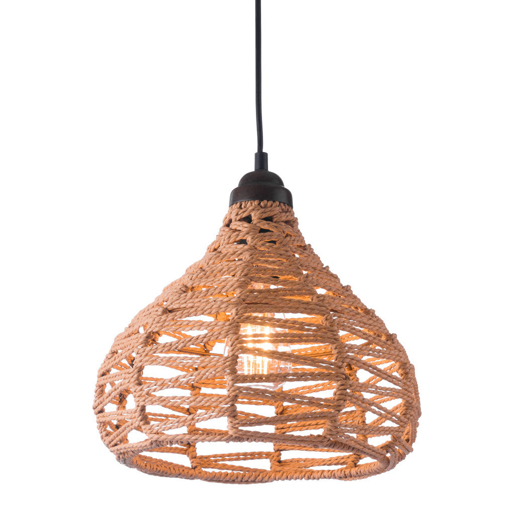 Natural Lantern Metal Dimmable Ceiling Light With Natural Shades - GreatEagleInc