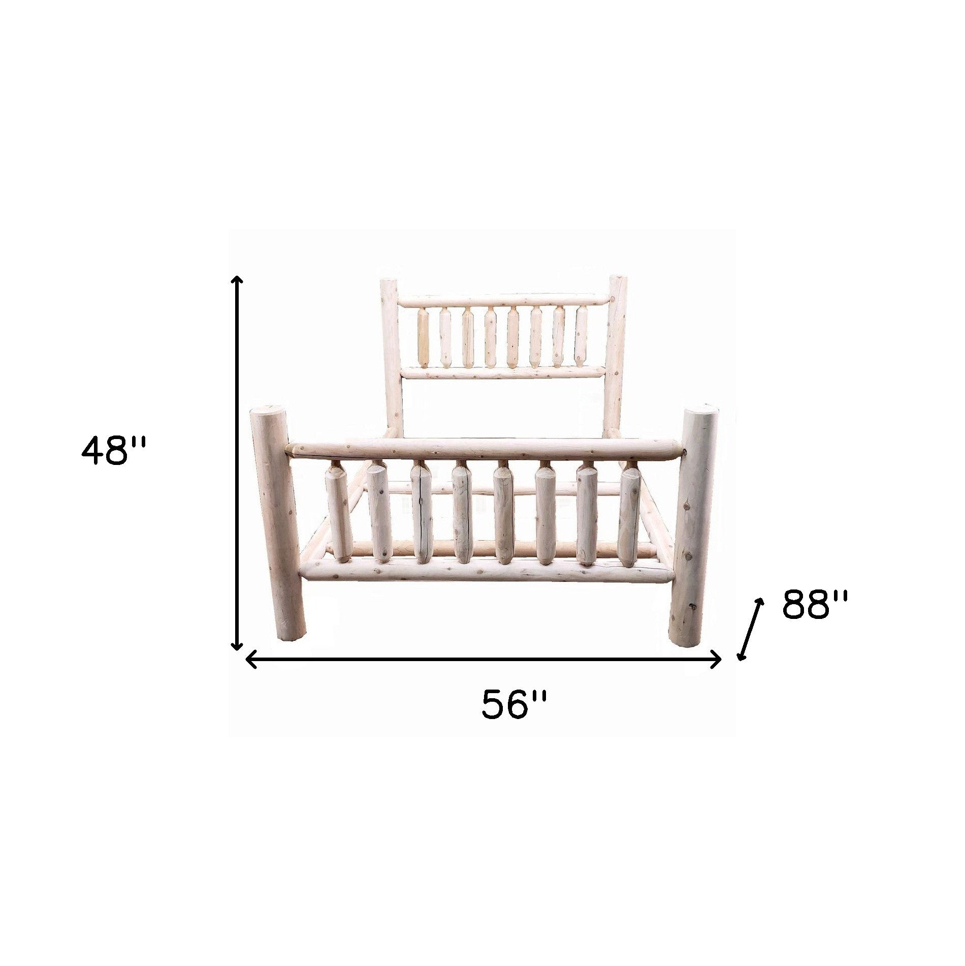 Natural Light Honey Low Post Cedar Log Double Bed - GreatEagleInc