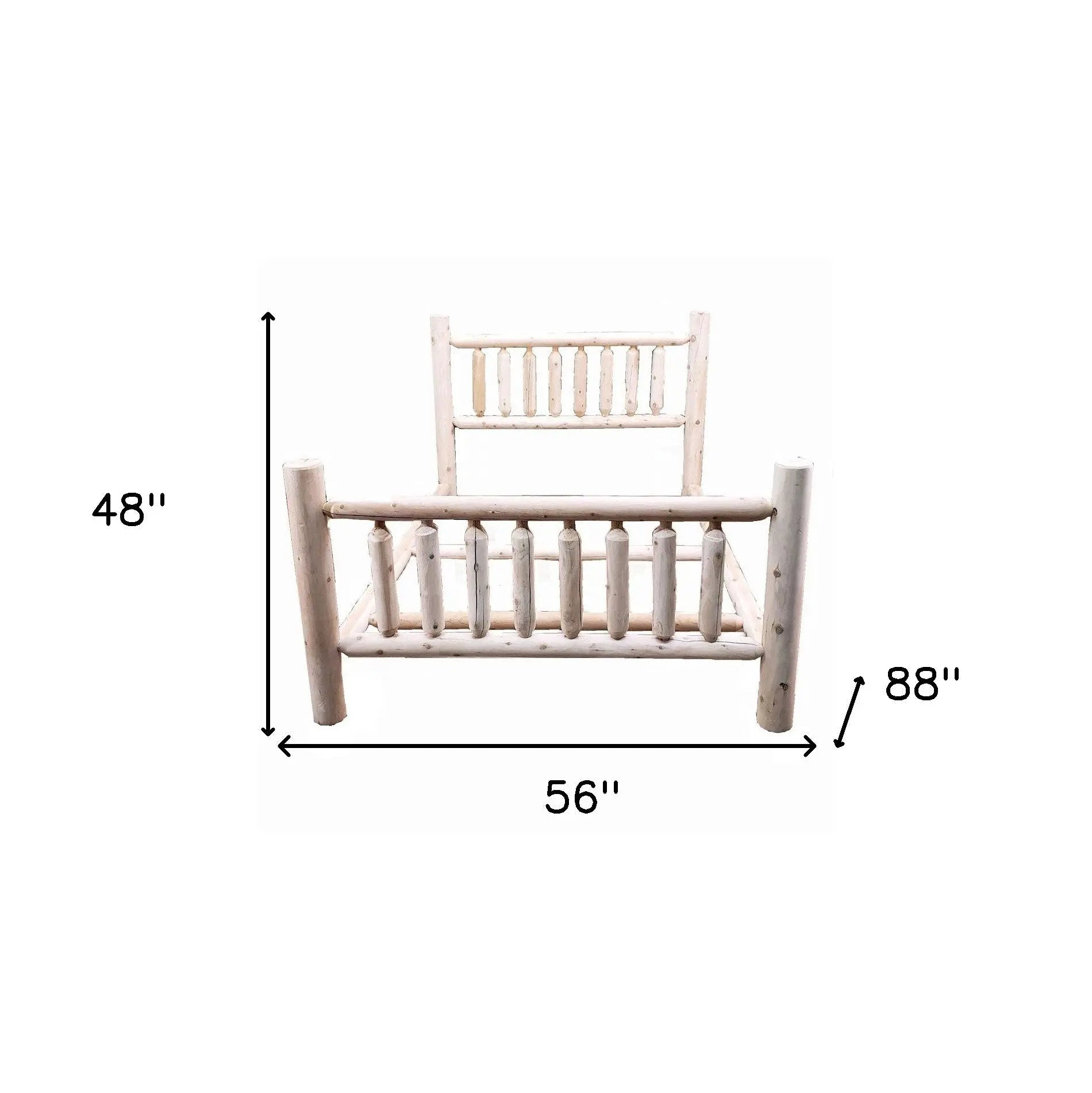 Natural Light Honey Low Post Cedar Log Double Bed - GreatEagleInc