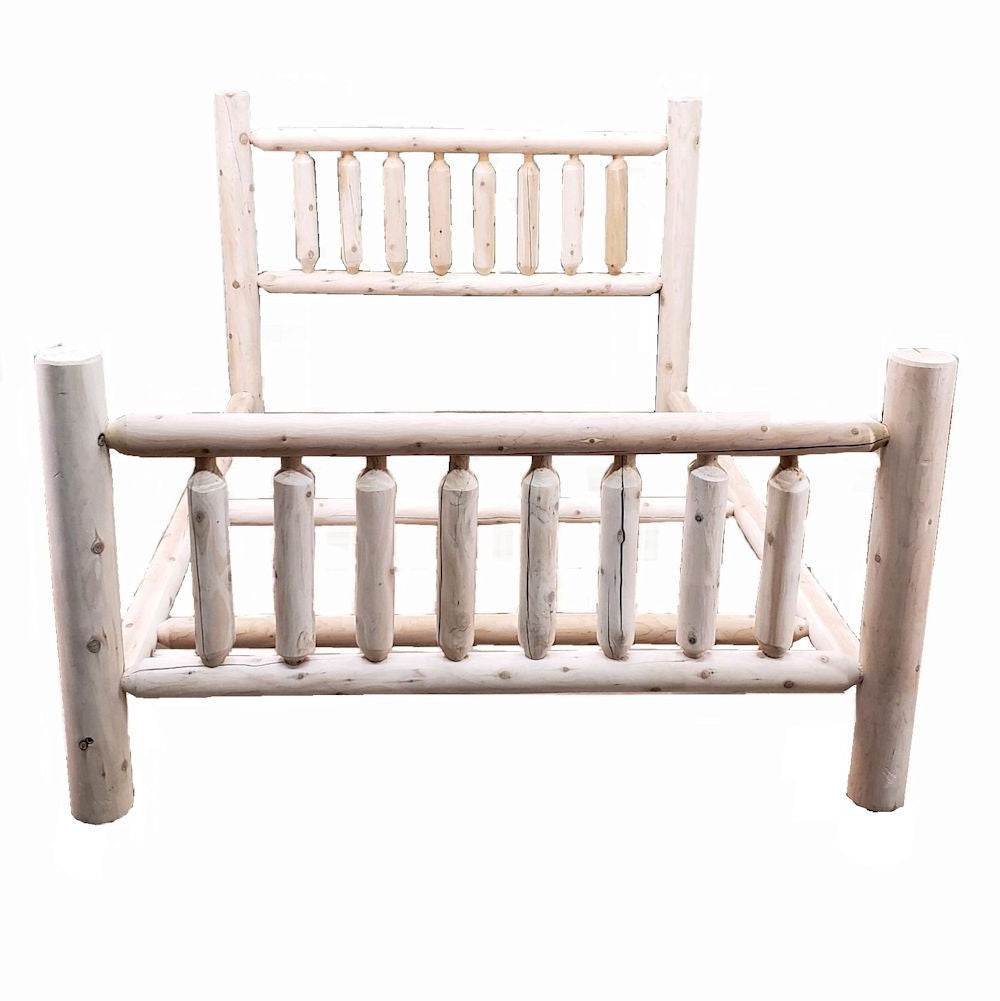 Natural Light Honey Low Post Cedar Log Double Bed - GreatEagleInc