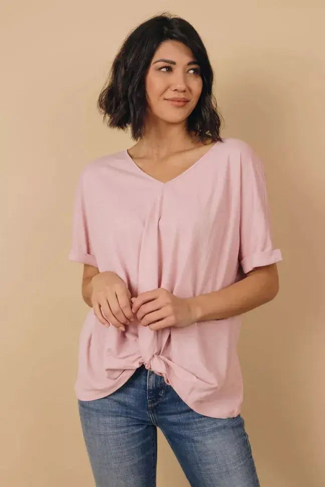 Natural Minded Twist Tee Stay Warm in Style