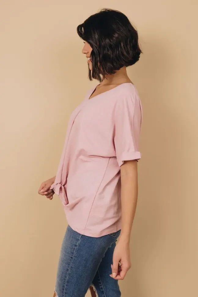 Natural Minded Twist Tee Stay Warm in Style