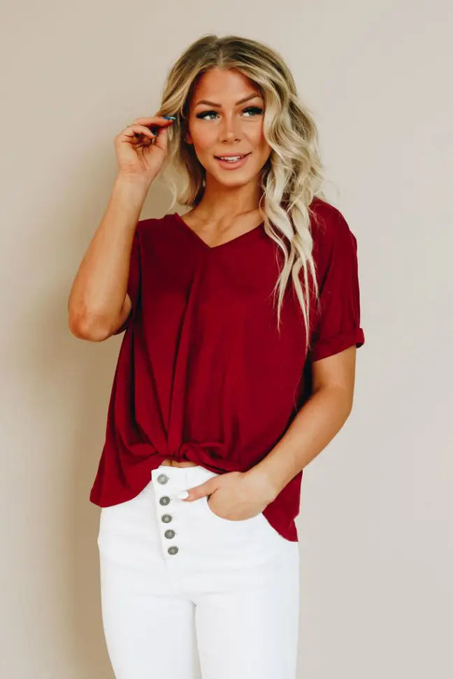 Natural Minded Twist Tee Stay Warm in Style