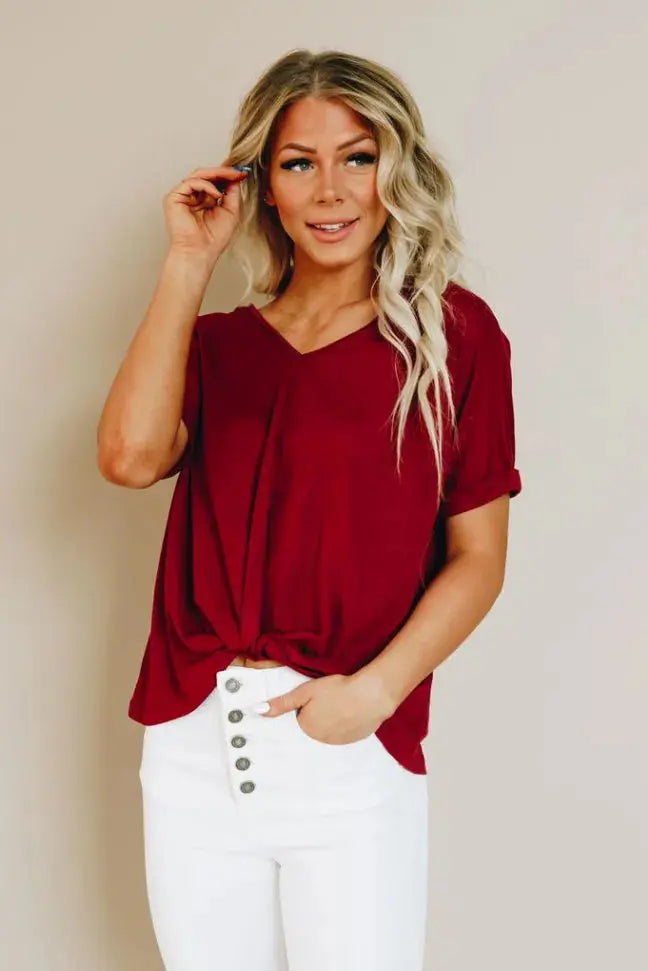 Natural Minded Twist Tee Stay Warm in Style