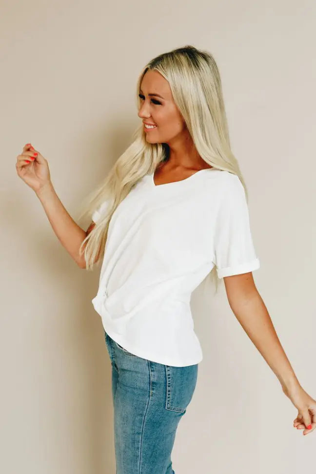 Natural Minded Twist Tee Stay Warm in Style