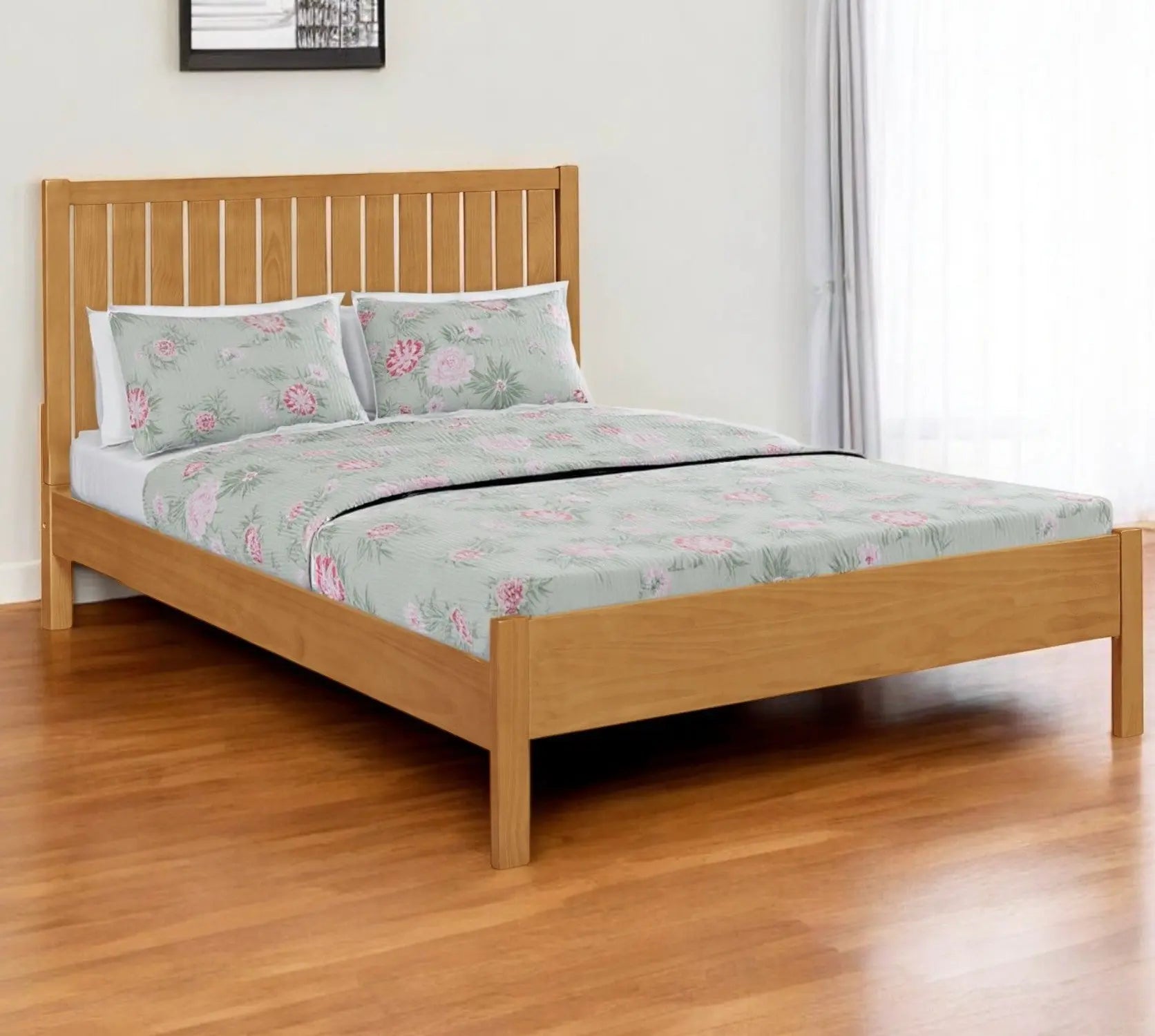 Natural Shiplap Texture Solid Wood Queen Bed Frame Homeroots Bed & Bath