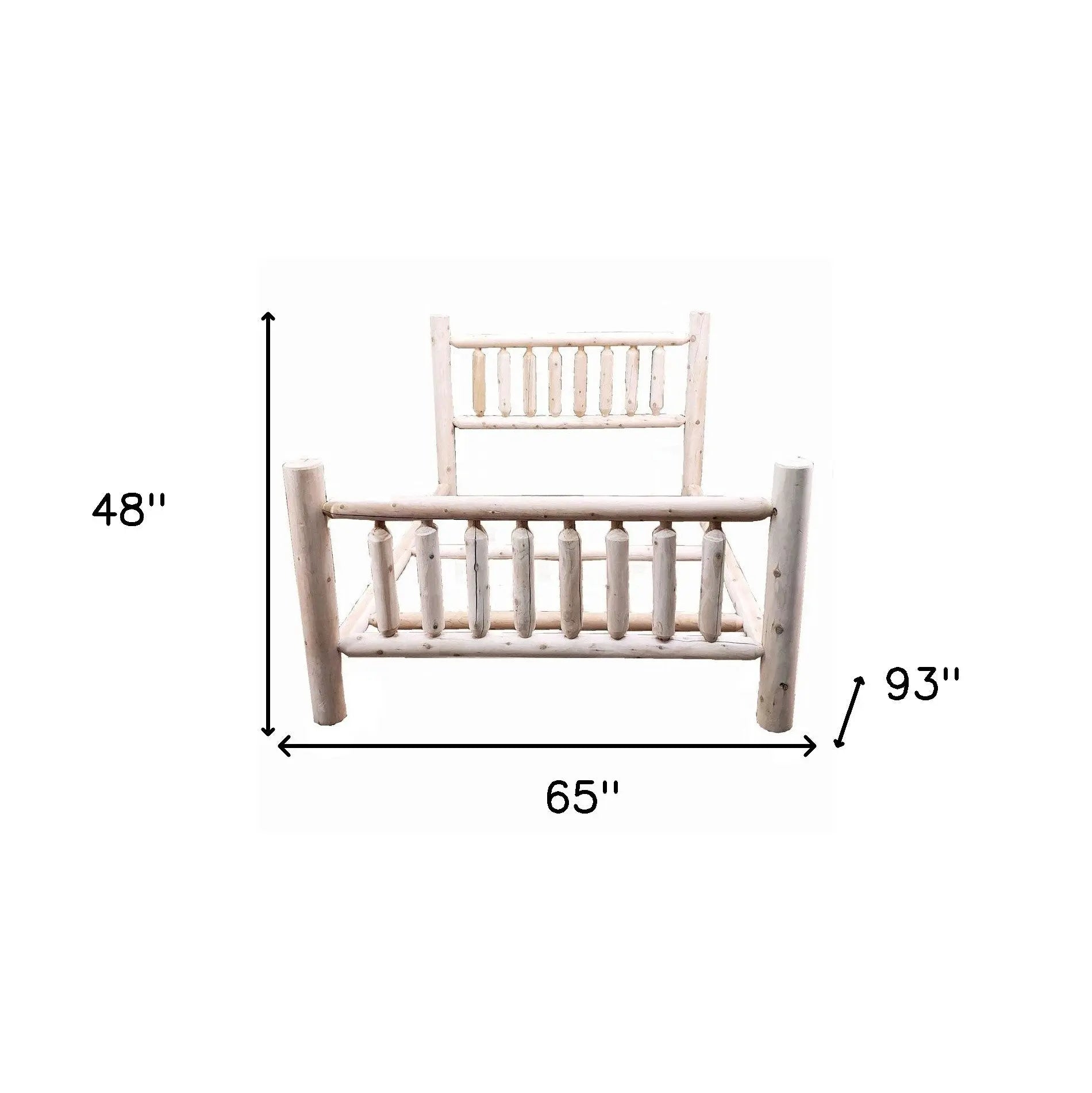 Natural Unfinished Low Post Cedar Log Queen Bed - GreatEagleInc