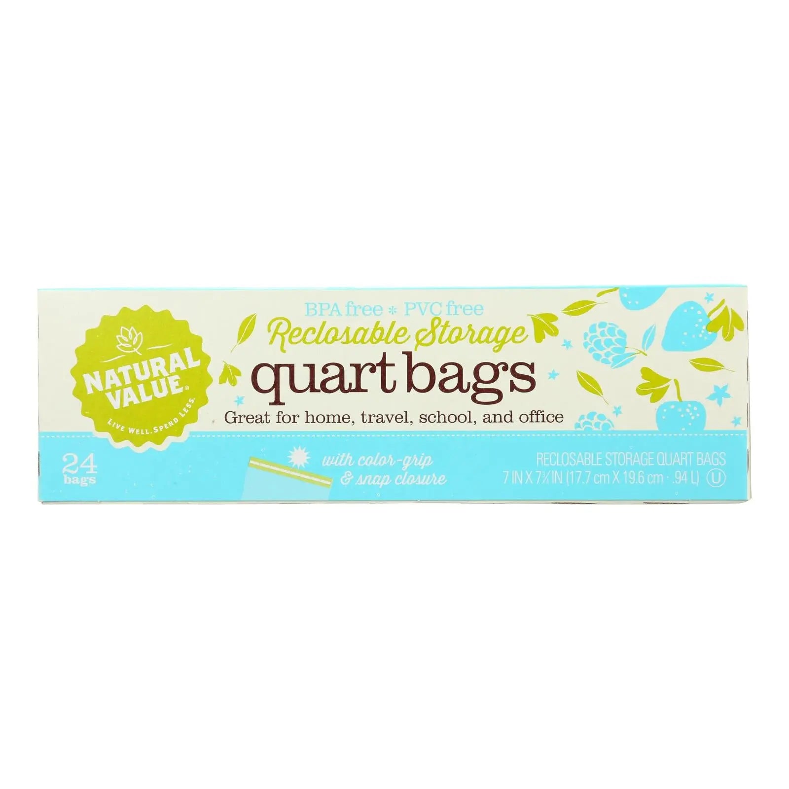 Natural Value - Storage Bags Qt Reclsable - Case Of 12 - 24 Ct Natural Value