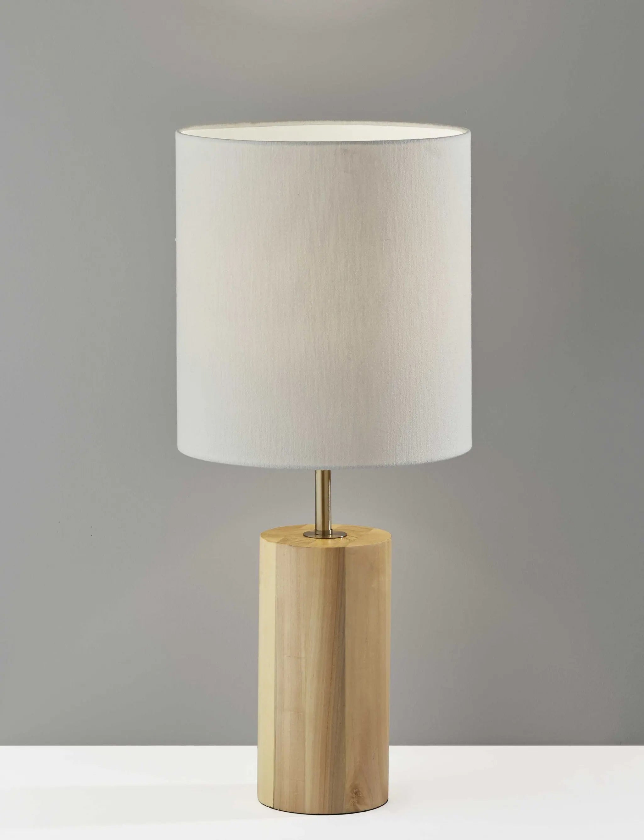 Natural Wood Circular Block Table Lamp - GreatEagleInc