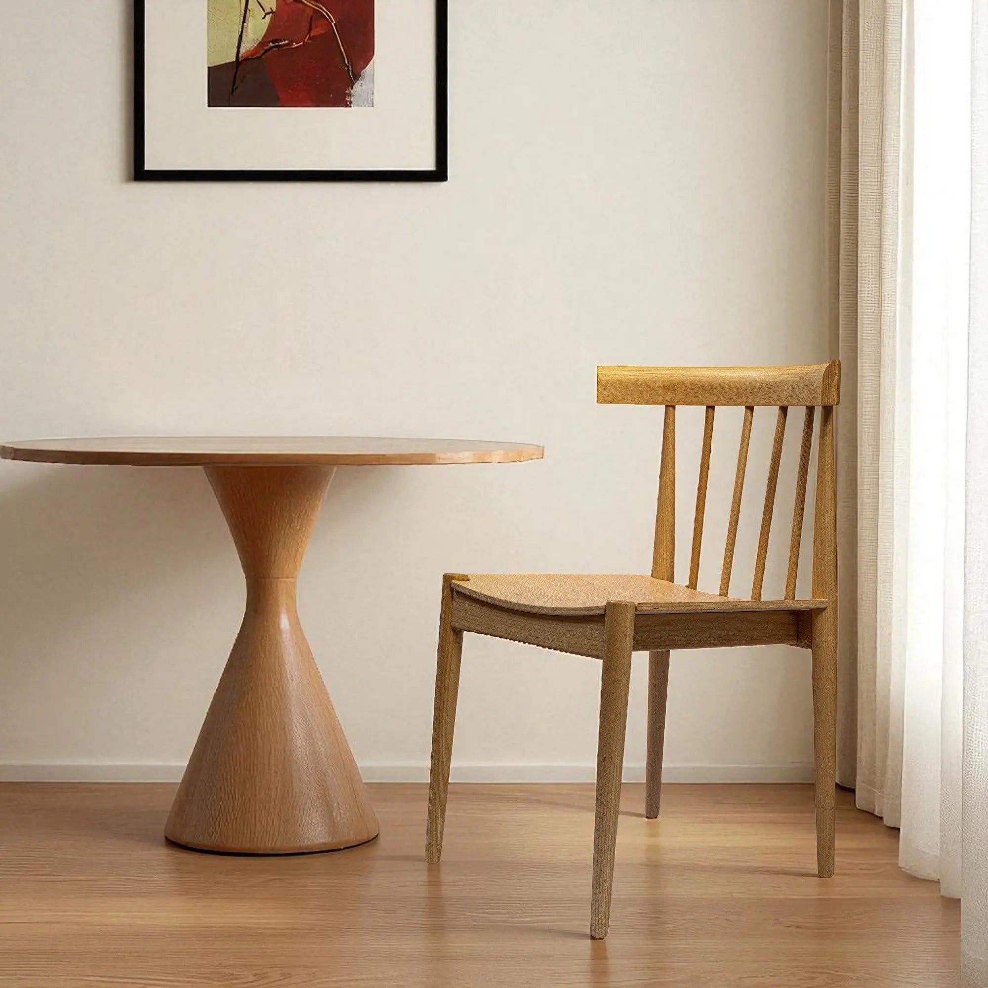 Natural Wood Slat Back Dining Side Chair Homeroots Kitchen & Dining