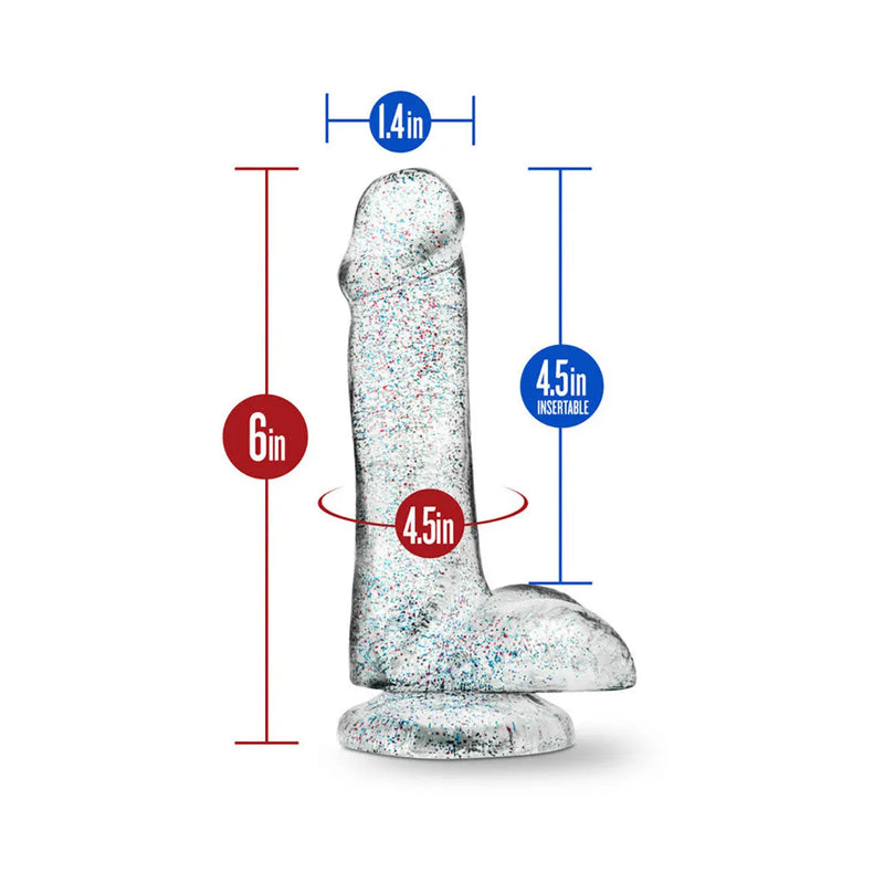 Naturally Yours 6in Glitter Cock Clear Blush