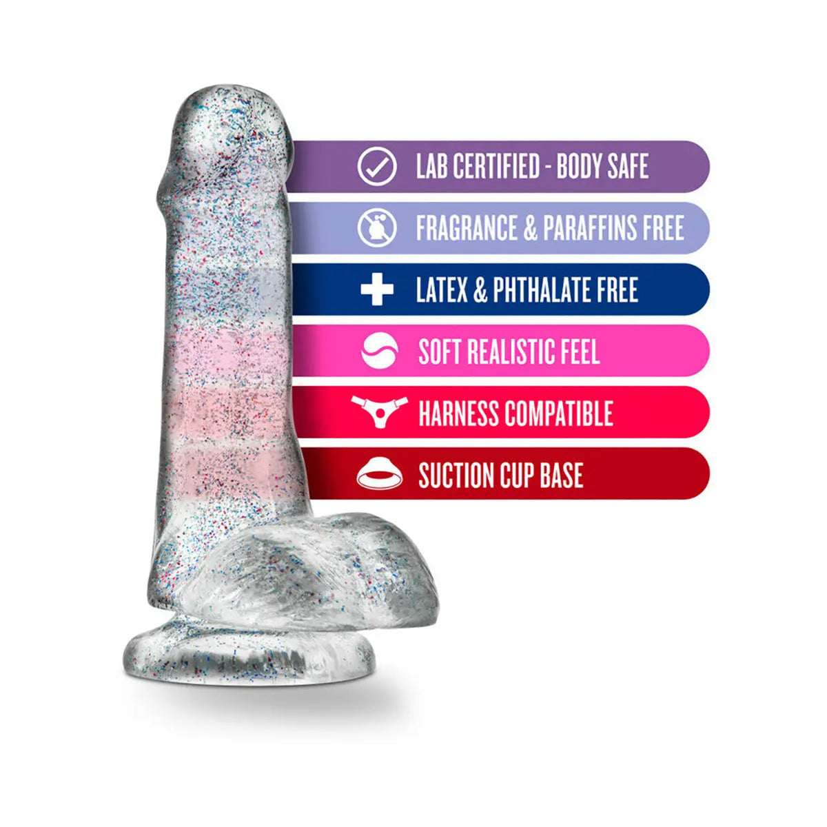 Naturally Yours 6in Glitter Cock Clear Blush