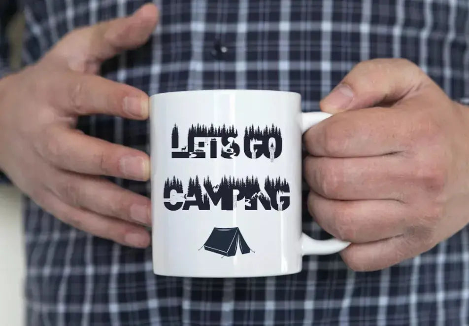 Nature Themed Ceramic Coffee Mug "Lets go Camping" | By Trebreh Designs Trebreh Designs