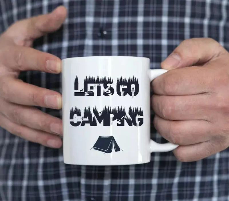Nature Themed Ceramic Coffee Mug "Lets go Camping" | By Trebreh Designs Trebreh Designs
