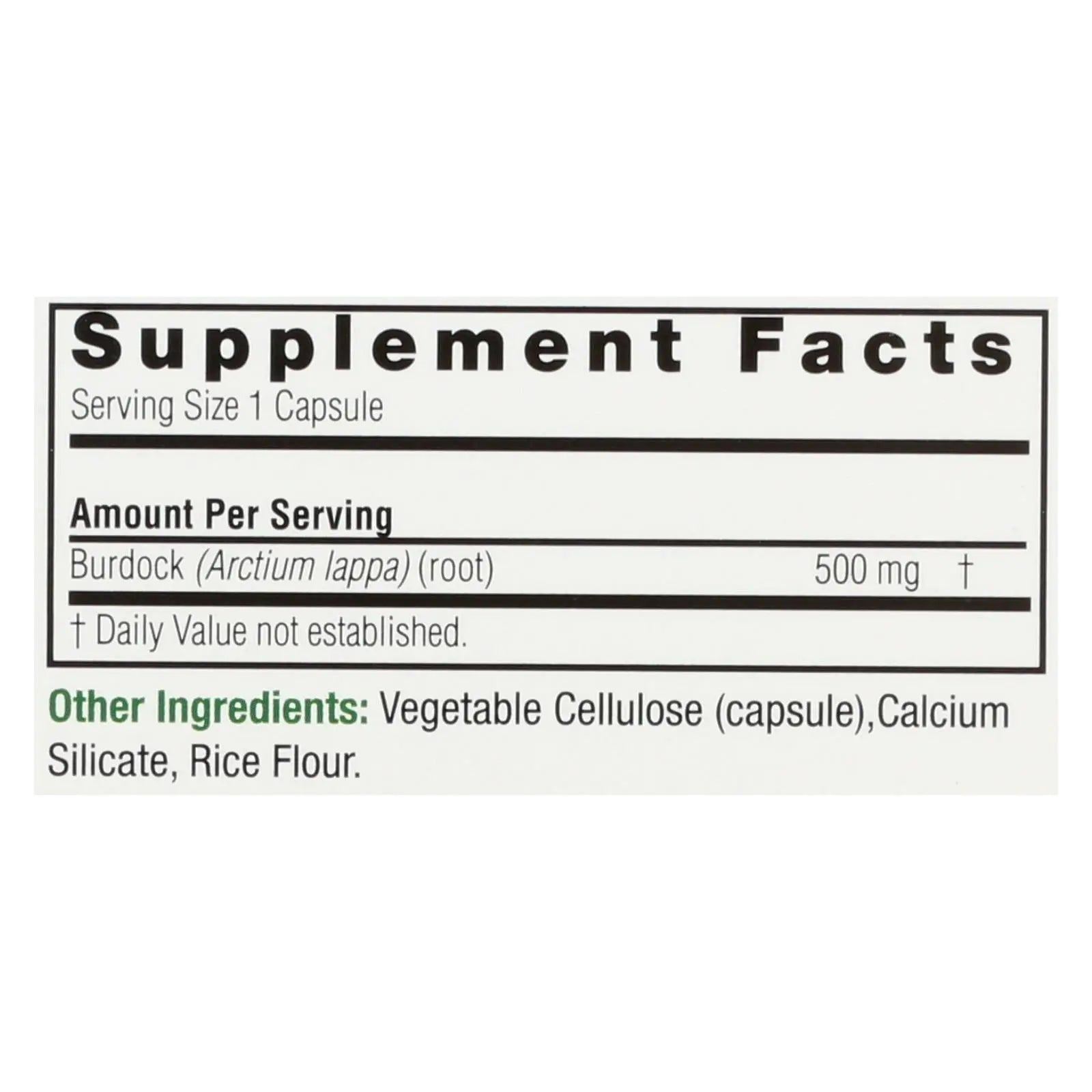 Nature's Answer - Burdock Root - 90 Vegetarian Capsules Nature's Answer