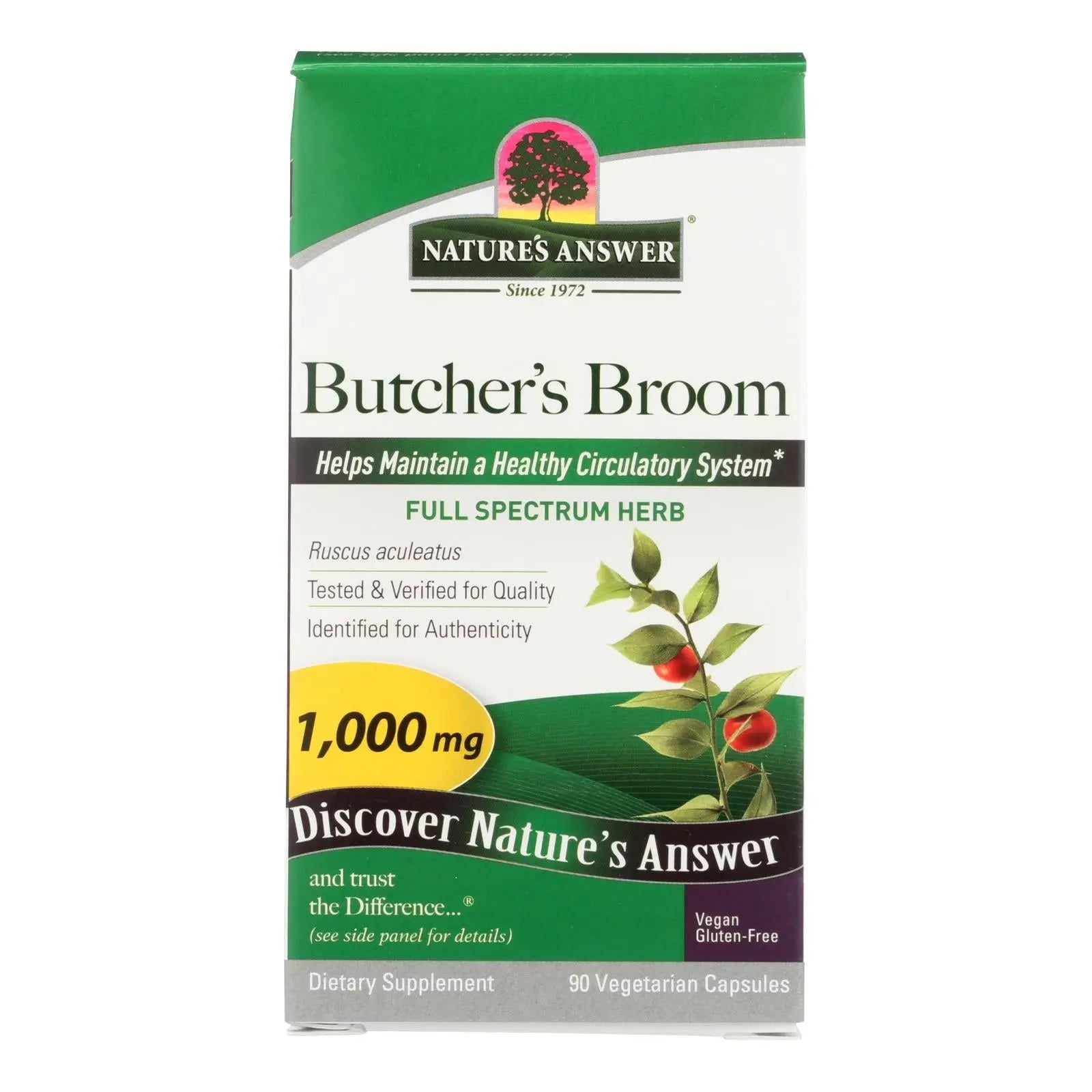 Nature's Answer - Butcher's Broom Root - 90 Vegetarian Capsules Nature's Answer