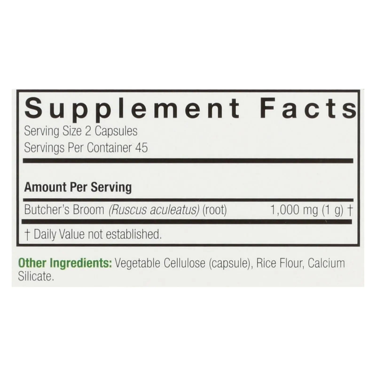 Nature's Answer - Butcher's Broom Root - 90 Vegetarian Capsules Nature's Answer