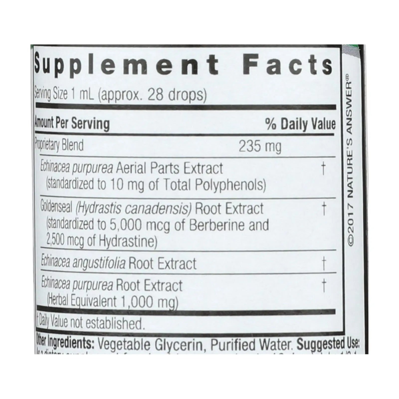 Nature's Answer - Echinacea-goldenseal - Alcohol Free - 1 Oz Nature's Answer