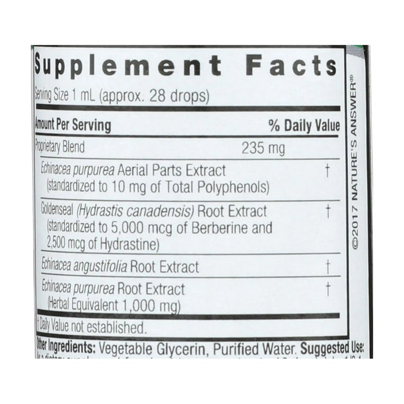 Nature's Answer - Echinacea-goldenseal - Alcohol Free - 1 Oz Nature's Answer