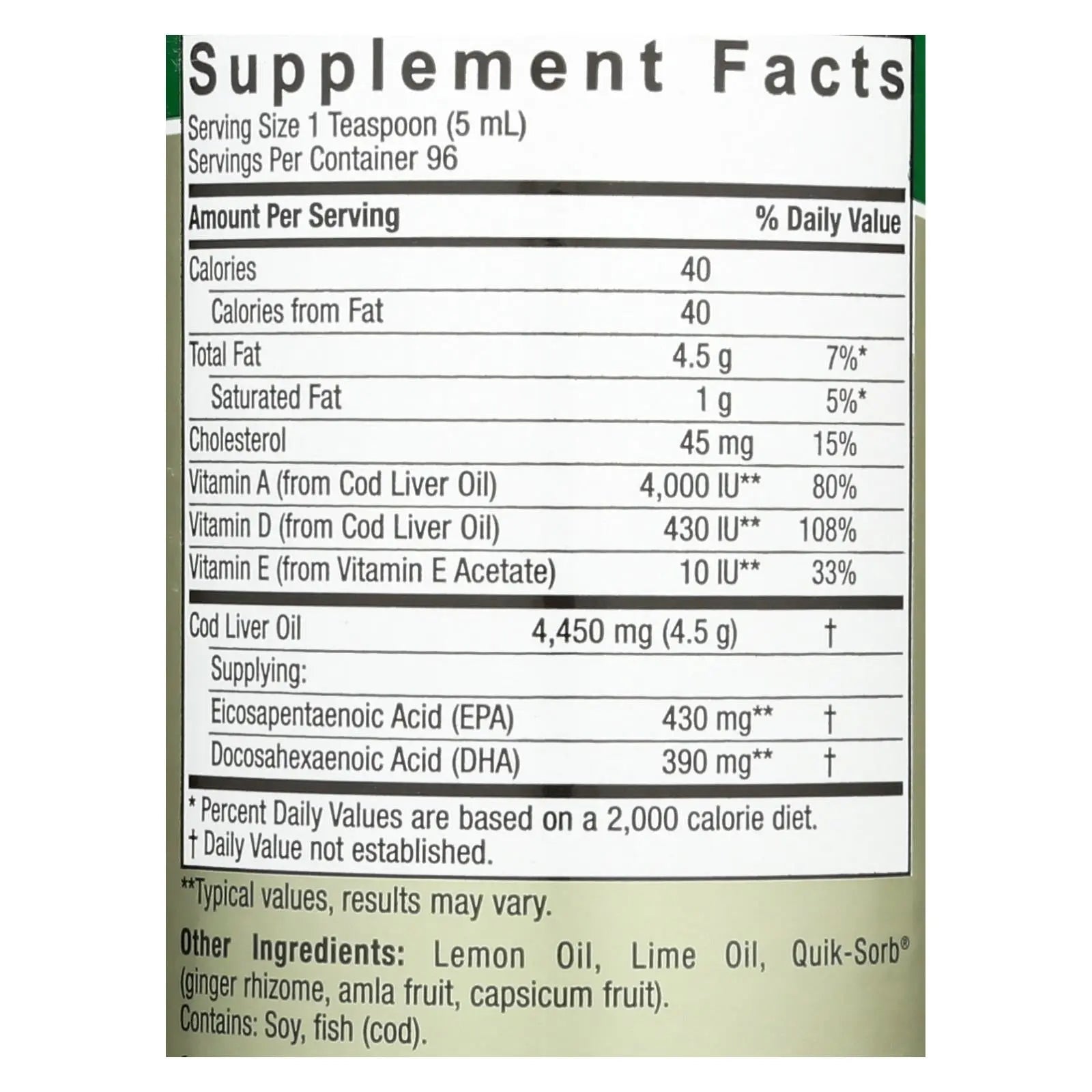 Nature's Answer - Liquid Norwegian Cod Liver Oil - 16 Fl Oz Nature's Answer