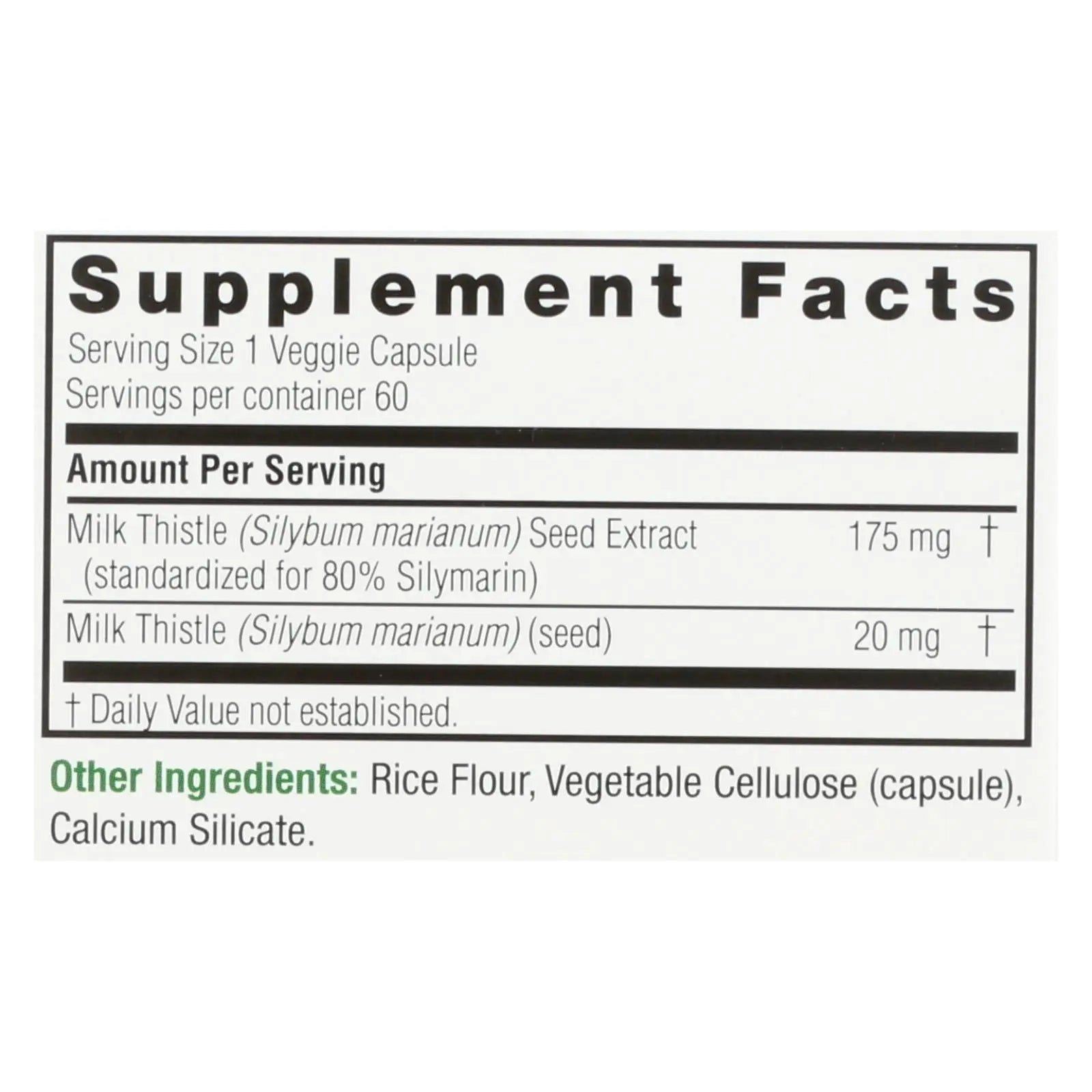 Nature's Answer - Milk Thistle Seed Extract - 60 Vegetarian Capsules Nature's Answer