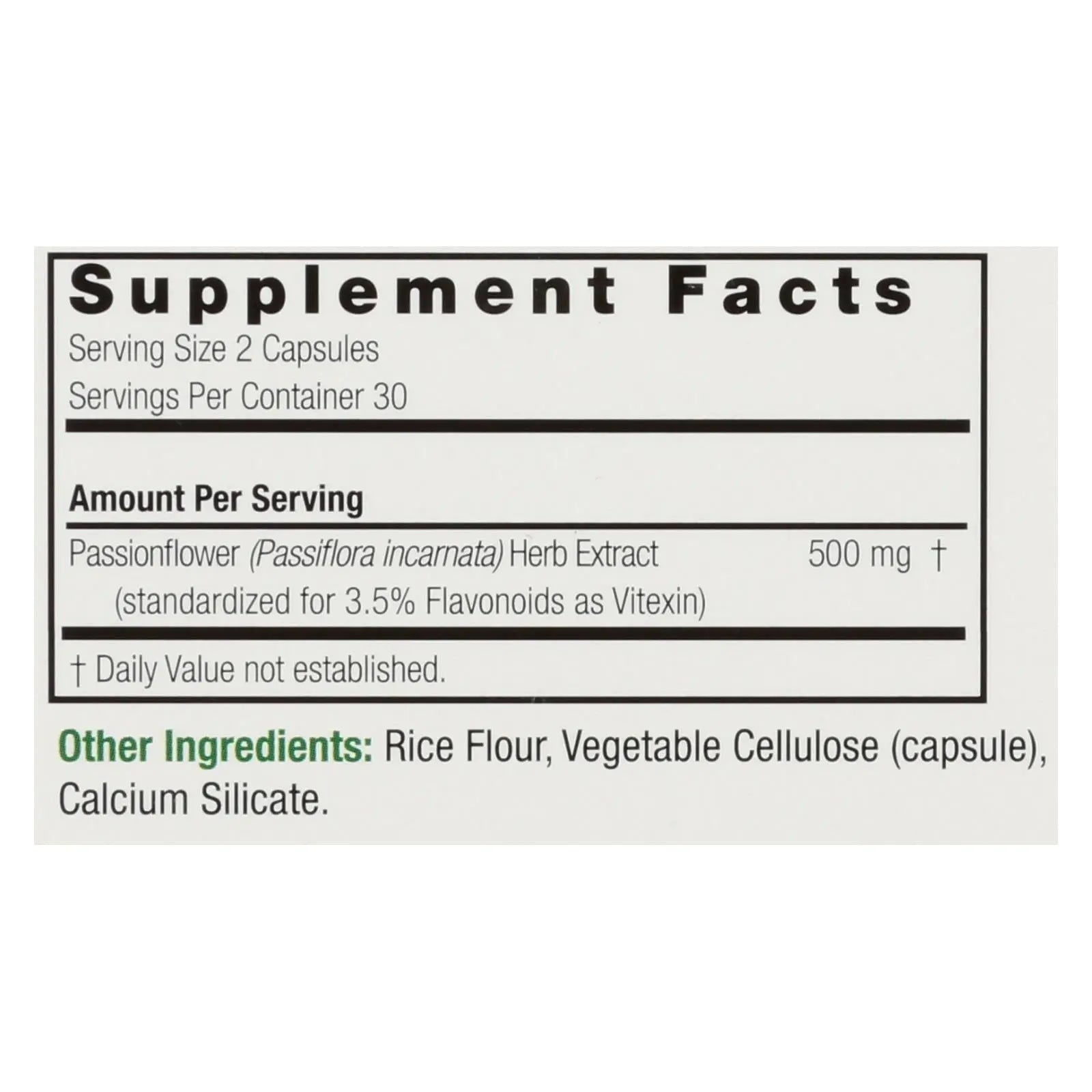 Nature's Answer - Passionflower Extract - 60 Vegetarian Capsules Nature's Answer